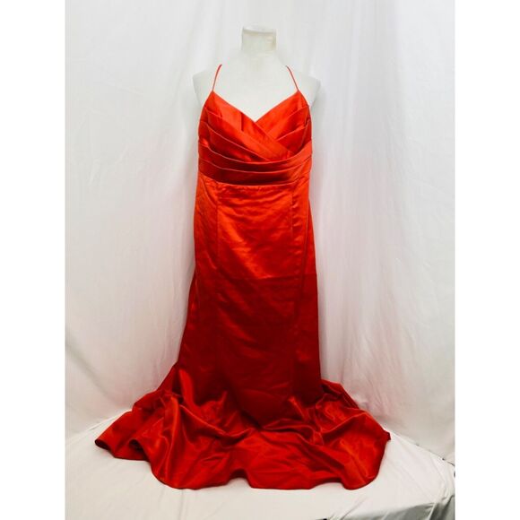 David’s Bridal Women’s Bridesmaids Dress Redish-Orange Full Length Size 16 - Picture 2 of 10